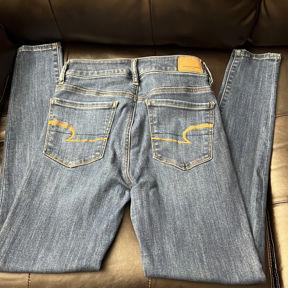 AMERICAN EAGLE Blue Hi-Rise Jeggings - Size: 2 Regular - Picture 4 of 7